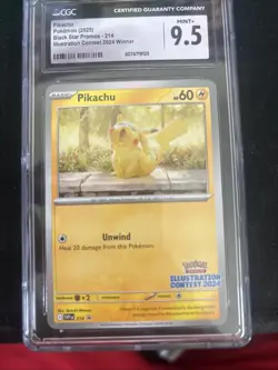 Pokemon TCG 2024 Illustration Contest Pikachu (SVP 214) CGC 9.5 Mint+ - Image 1