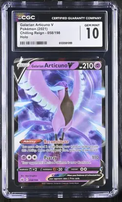 Galarian Articuno V *CGC 10* Holo *Chilling Reign* #58 *2021* Pokemon - Image 1
