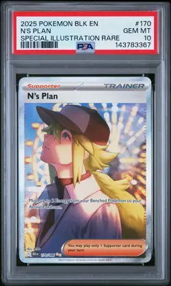 2025 POKEMON BLK EN-BLACK BOLT SPECIAL ILLUSTRATION RARE #170 N'S PLAN PSA 10 - Image 1