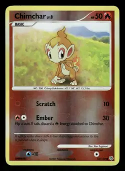 Pokemon Chimchar Common Diamond and Pearl 76/130 LP Reverse Holo - Image 1