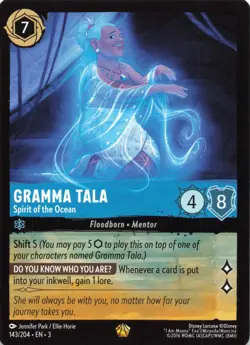 2024 Disney Lorcana Into the Inklands Gramma Tala, Spirit of the Ocean #143 - Image 1