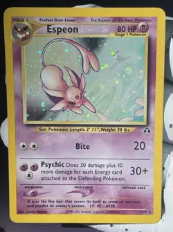 Rare 2001 Pokemon Neo Discovery Espeon Holo Bleed ERROR + Swirl 1/75 (LP) Card - Image 4