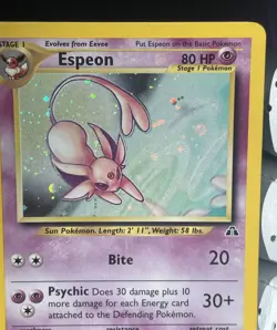 Rare 2001 Pokemon Neo Discovery Espeon Holo Bleed ERROR + Swirl 1/75 (LP) Card - Image 5
