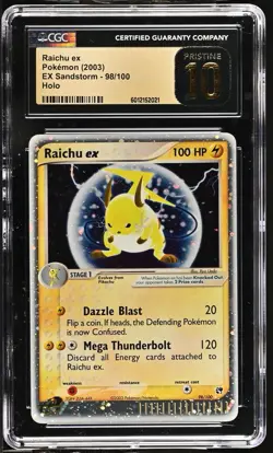 Pokemon EX Sandstorm 2003 Raichu EX Holo Card #98/100 CGC Pristine 10 Pop 4 - Image 1
