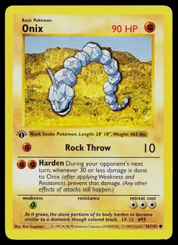 Pokemon Card - Onix 1st Edition Base Set Shadowless 56/102 - Image 1