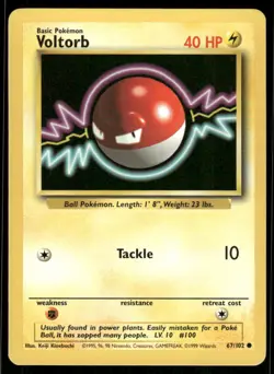 Pokemon Cards Voltorb 67/102 Base Set Common LP - Image 1