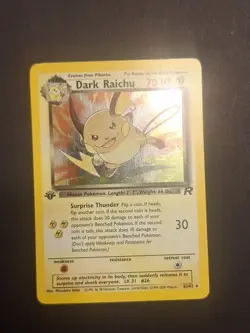 Pokemon Dark Raichu Holo 1st Edition Secret Rare Card 83/82 LP Condition - Image 1