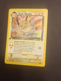 Pokemon Dark Raichu Holo 1st Edition Secret Rare Card 83/82 LP Condition - Image 3