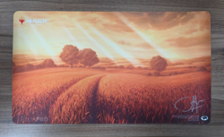 Magic the Gathering Unstable Plains Playmat John Avon Signed - Image 1