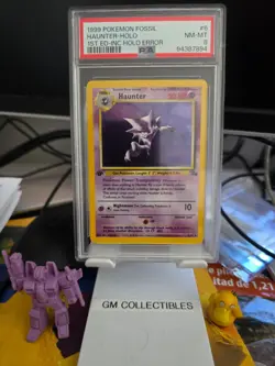 1999 Pokemon Fossil 1st Edition #6 Haunter-Holo Inc Holo Error PSA 8 NM-MT POP 6 - Image 1