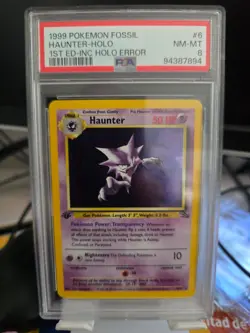 1999 Pokemon Fossil 1st Edition #6 Haunter-Holo Inc Holo Error PSA 8 NM-MT POP 6 - Image 3