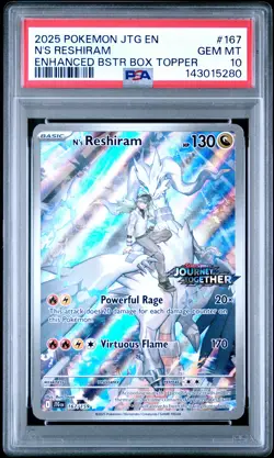 2025 POKEMON JTG EN-JOURNEY TOGETHER #167 N'S RESHIRAM PSA 10 - Image 1