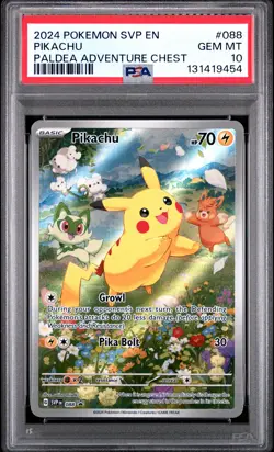 2024 POKEMON SVP EN-SV BLACK STAR PROMO PALDEA ADVENTURE CHEST PIKACHU PSA 10 - Image 1