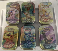 Pokemon TCG Eeveelution Tin Set Espeon Leafeon Jolteon Flareon Glaceon - Image 1