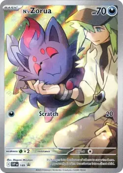 N's Zorua 2025 Sv: Scarlet & Violet Promo Cards Holo 189 Full Art Pokemon LP-NM - Image 1