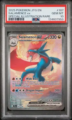 2025 POKEMON JTG EN-JOURNEY TOGETHER #187 SALAMENCE EX PSA 10 - Image 1