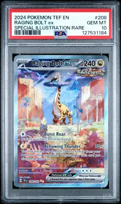 2024 POKEMON TEF EN-TEMPORAL FORCES #208 RAGING BOLT EX PSA 10 - Image 1