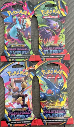 Pokemon TCG Mega Evolution Phantasmal Flames Full Art Set Of 4 Sealed - Image 1