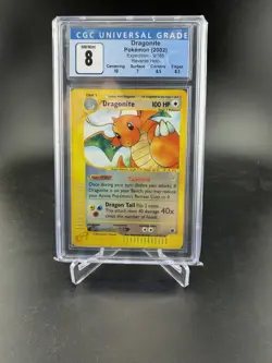 2002 POKEMON EXPEDITION DRAGONITE #9/165 RARE REVERSE HOLO CGC 8 OLD LABEL - Image 1