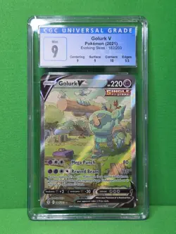 POKEMON 2021 EVOLVING SKIES GOLURK V ALTERNATE FULL ART 182/203 CGC 9 - Image 1