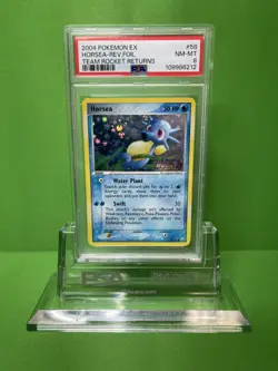 2004 POKEMON EX TEAM ROCKET RETURNS 58 HORSEA-REVERSE FOIL PSA 8 - Image 1