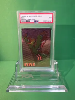 POKEMON 1999 JAPANESE MEIJI EMBOSSED PROMO MOLTRES PSA 7 - Image 1