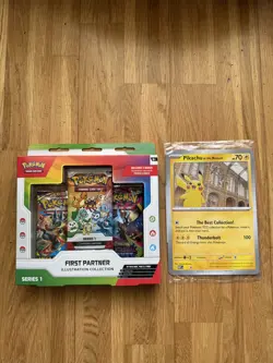 Pokemon First Partner Illustration Collection Series 1 WITH Pikachu Promo Museum - Image 1