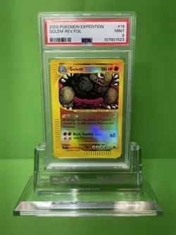 2002 POKEMON EXPEDITION 14 GOLEM-REVERSE FOIL PSA 9 - Image 1