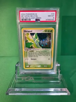 2004 POKEMON EX METAPOD REVERSE. FOIL FIRE RED & LEAF GREEN 39/112 PSA 8 - Image 1