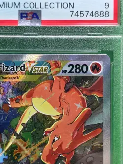 POKEMON 2022 SWSH CHARIZARD VSTAR BSP 262 PSA 9 SCRATCHED CASE - Image 3