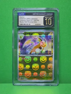 POKEMON 2023 SV2A JAPANANESE RAICHU MASTER BALL REV HOLO 026 CGC PRISTINE 10 - Image 1