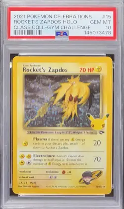 2021 POKEMON CELEBRATIONS 25TH ANNIVERSARY ROCKET'S ZAPDOS HOLO PSA 10 145073478 - Image 1