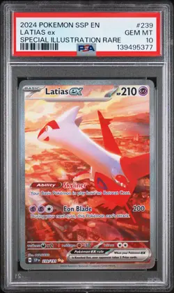 2024 POKEMON SSP EN-SURGING SPARKS SPECIAL ILLUSTRATION RARE LATIAS EX PSA 10 - Image 1