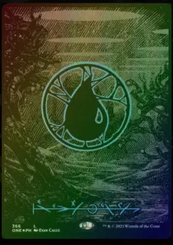 Island (Phyrexian) - Full Art (Oil Slick Raised Foil) Phyrexia: All Will Be One - Image 1