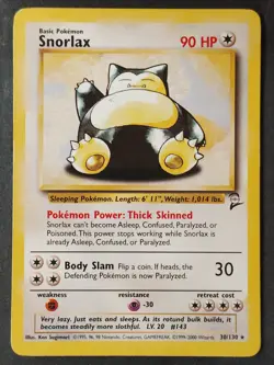 Snorlax 030/130 Vintage Base Set 2 Non-Holo Rare, WOTC - Pokemon 2000 (LP) - Image 1