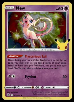 Mew Holo 011/025 Holo Rare Celebrations Pokemon - Image 1