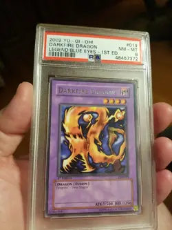 2002 Yu-Gi-Oh! LOB 1st Edition Darkfire Dragon #019 PSA 8 NM/MINT Extremely Rare - Image 1