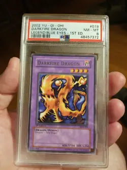 2002 Yu-Gi-Oh! LOB 1st Edition Darkfire Dragon #019 PSA 8 NM/MINT Extremely Rare - Image 3