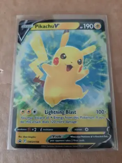 Pokemon Pikachu V SWSH198 Ultra Rare Black Star Promo Card M/NM with cardsaver 1 - Image 1