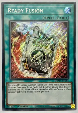 DAMA-EN066 Ready Fusion - Secret Rare 1st Edition Near Mint YuGiOh Card - Image 1