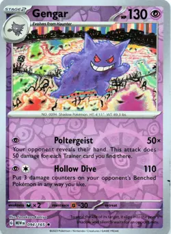 Gengar Reverse Holo NM-LP 094/165 Scarlet & Violet 151 Pokemon Card - Image 1