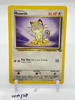 1999 MEOWTH - NM/LP 56/64 JUNGLE Pokemon Card WOTC COMMON - Image 1