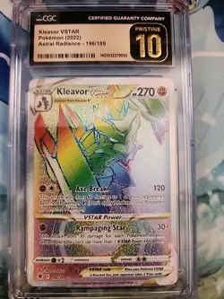 2022 Pokemon Kleavor VSTAR Astral Radiance-Secret FA 196/189 CGC PRISTINE 10 - Image 1