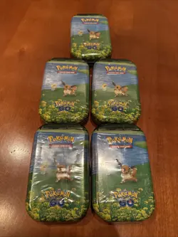 5x Pokemon GO Eevee Mini Tins Sealed Booster Packs - Image 1