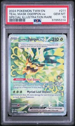 2024 POKEMON TWM EN-TWILIGHT MASQUERADE #211 TEAL MASK OGERPON EX PSA 10 - Image 1