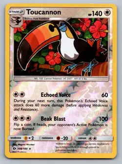 Pokemon TCG SM Base Set Toucannon 108/149 Reverse Holo - Image 1