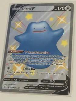 Pokemon TCG Ditto V Shining Fates SV118/SV122 Holo Shiny Holo Rare - Image 1
