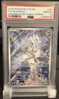 Pokemon TCG N's Reshiram Holo 167/159 Journey Together Box Topper PSA 10 - Image 1