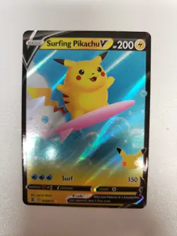 Surfing Pikachu V - 008/025 - Pokemon Celebrations Sword & Shield Rare Card NM - Image 1