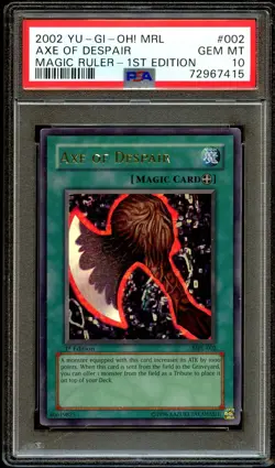 PSA 10 GEM MINT Axe of Despair MRL-002 ULTRA RARE 1st Edition MRL Yugioh Card 15 - Image 2